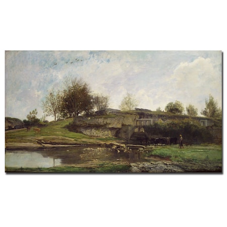 TRADEMARK FINE ART Charles Daubigny 'The Lock at Optevoz, 1855' Canvas Art, 35x47 BL0155-C3547GG